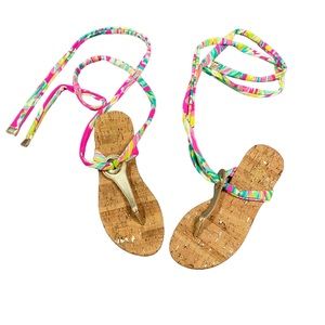 Lilly Pulitzer Harbor Wrap Around Sandals Womans Size 7